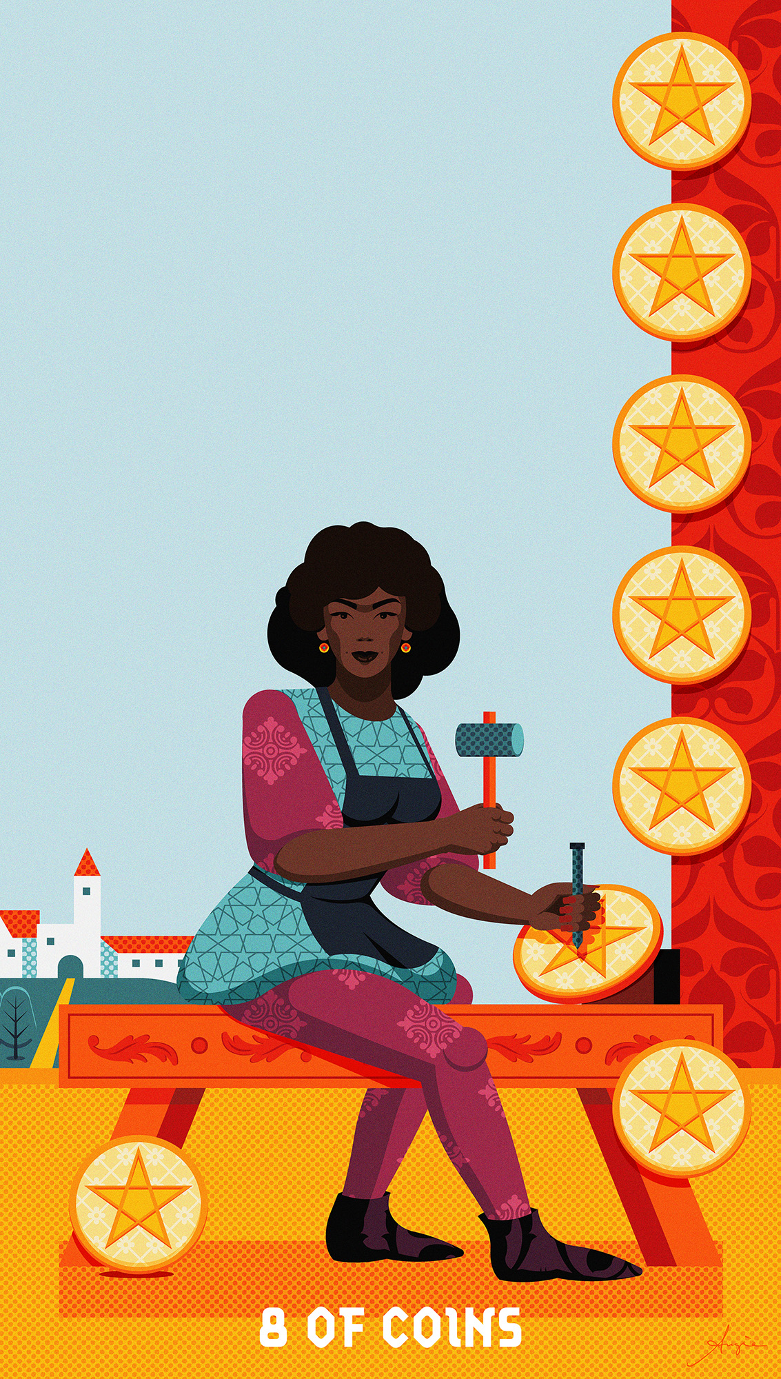 Tarot Deck: 8 of Coins